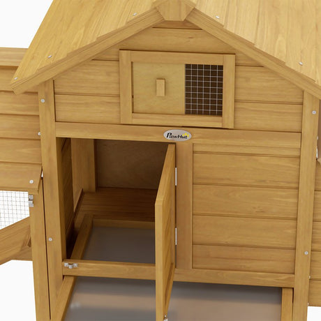 PawHut Small Chicken Coop with Run Hen House Poultry Coops Cages Nesting Box Wood 150.5 x 54 x 87cm