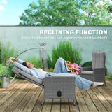 Outsunny 105-150 Reclining Rattan Chair - Light Grey