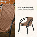 Outsunny 3 Pieces Rattan Bistro Set - Brown