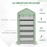 Outsunny 5 Tier Widened Mini Greenhouse with Reinforced PE Cover, Portable Indoor Outdoor Green House with Roll-up Door and Wire Shelves, 193H x 90W x 49Dcm, Green