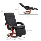 HOMCOM 135 Manual Reclining Swivel Chair, with Footrest - Black