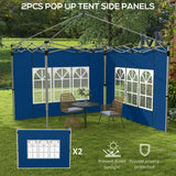 Outsunny Set of 2 Gazebo Side Panels - Blue