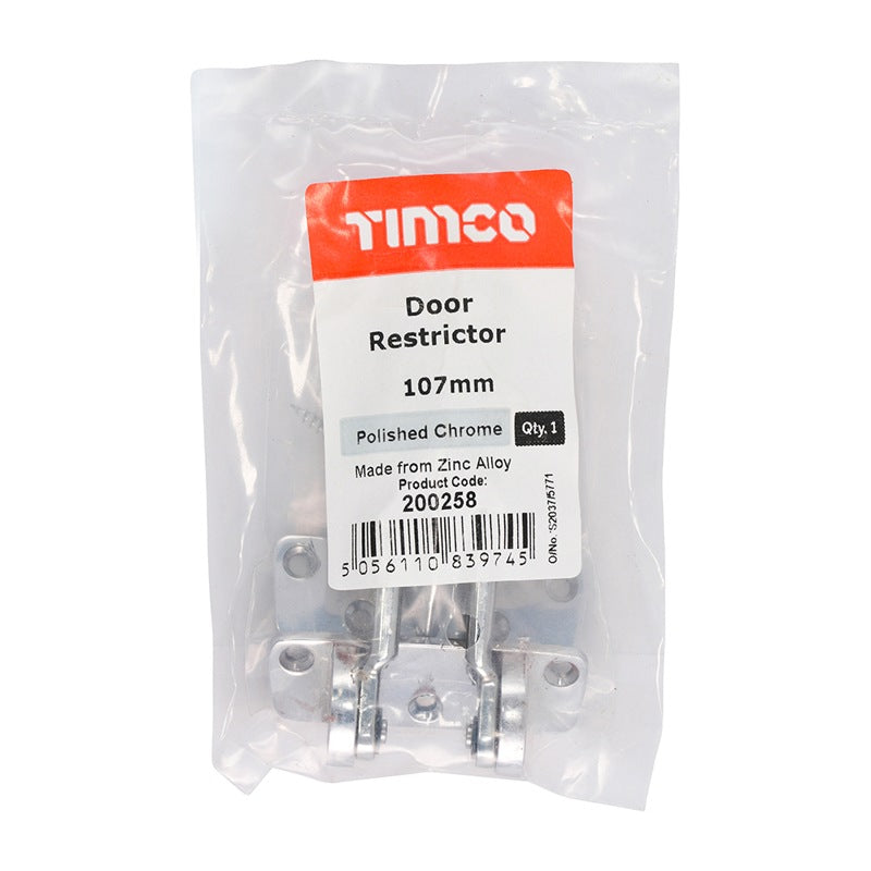 TIMCO Door Restrictor Polished Chrome - 107mm