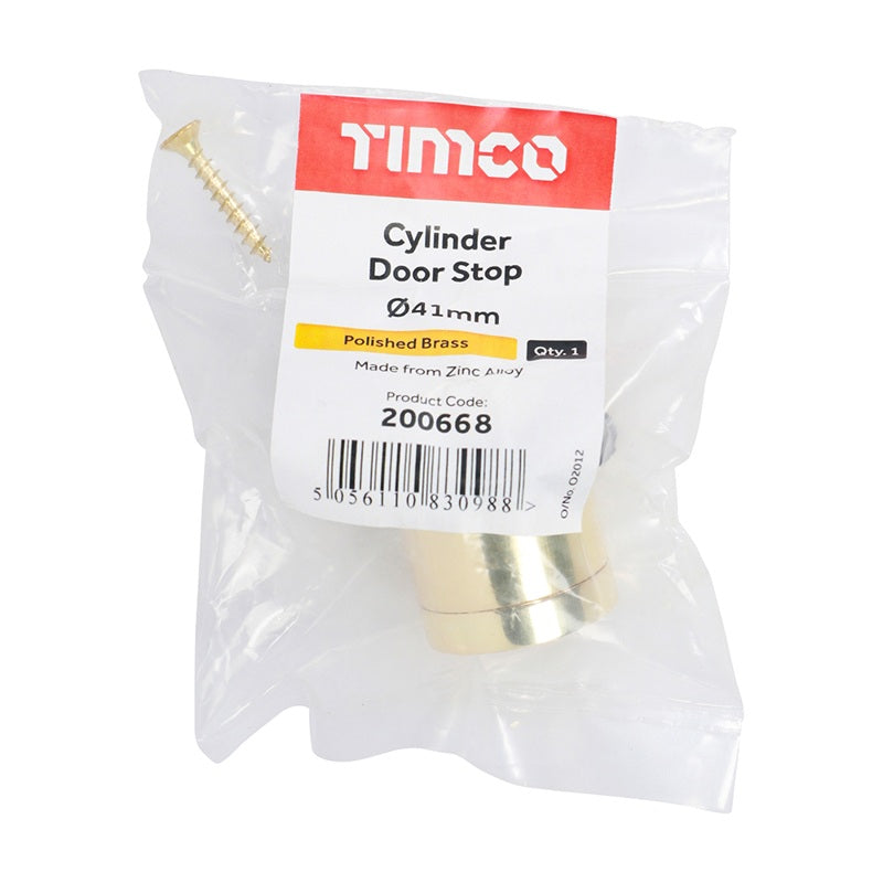 TIMCO Cylinder Door Stop Polished Brass - 41mm