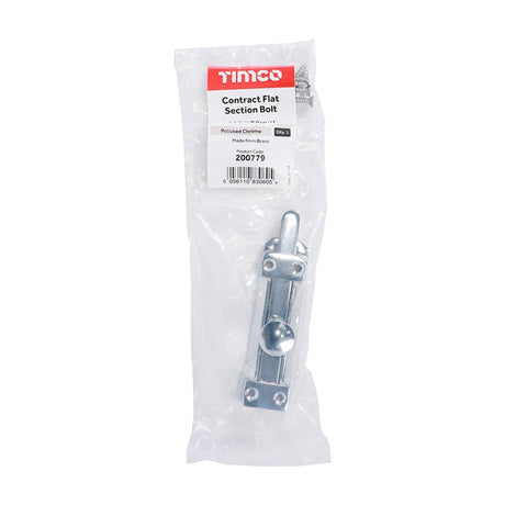 TIMCO Contract Flat Section Bolt Polished Chrome - 110 x 25mm