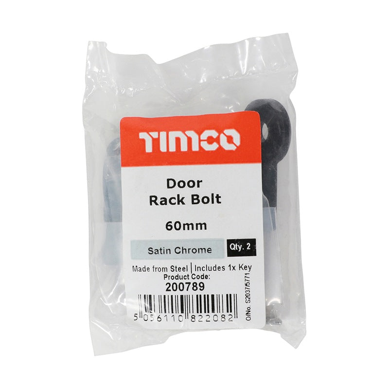 Pair of - TIMCO Door Rack Bolts Satin Chrome - 60mm