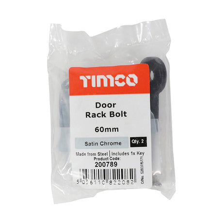 Pair of - TIMCO Door Rack Bolts Satin Chrome - 60mm