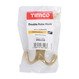 TIMCO Double Robe Hook Polished Brass - 47 x 24mm