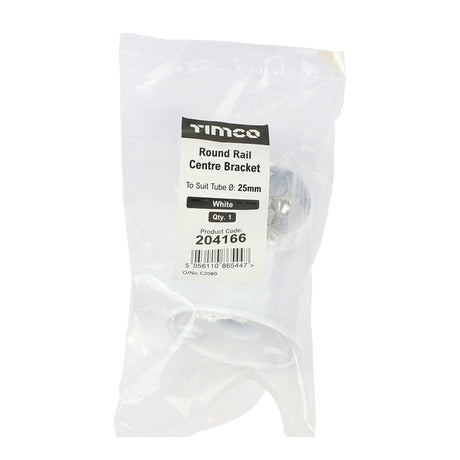 TIMCO Centre Bracket For Round Tube White - 25mm