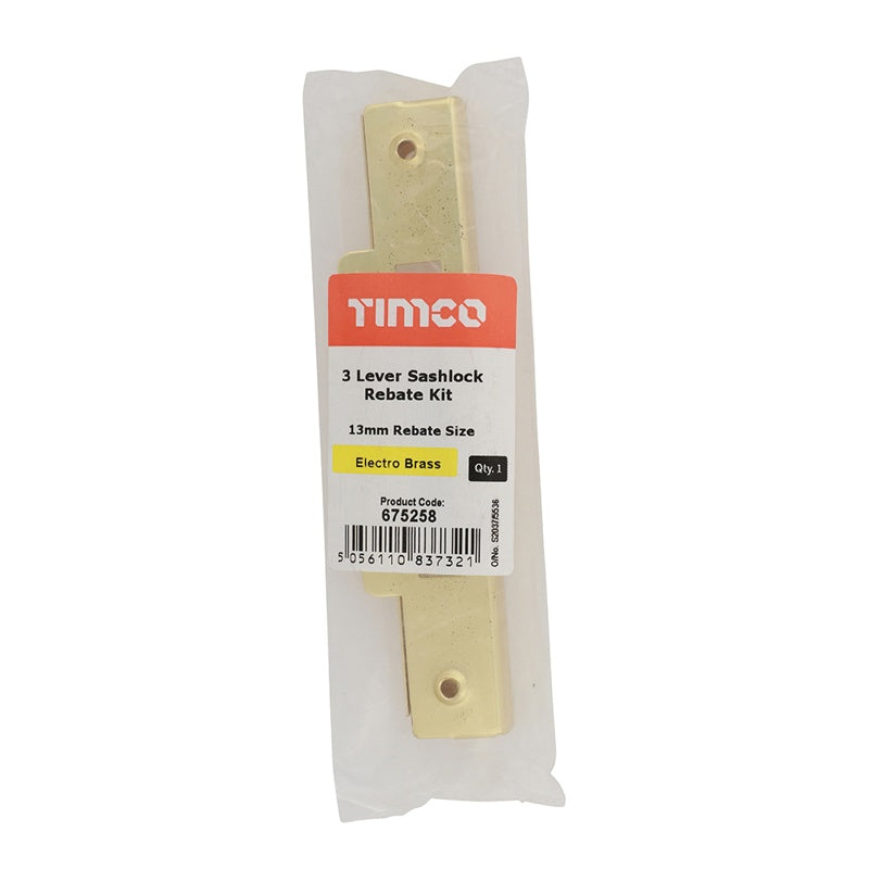 TIMCO 3 Lever Electro Brass Mortice Sashlock Rebate Kit