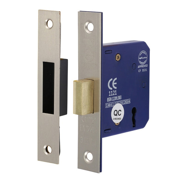 TIMCO 3 Lever Deadlock Satin Nickel - 65mm