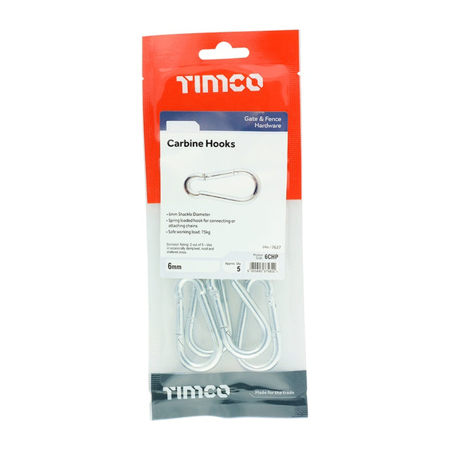 5 x TIMCO Carbine Hooks Silver - 6mm