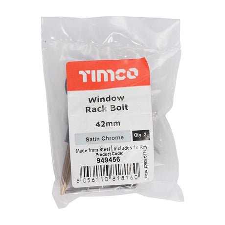 Pair of - TIMCO Window Rack Bolts Satin Chrome - 42mm