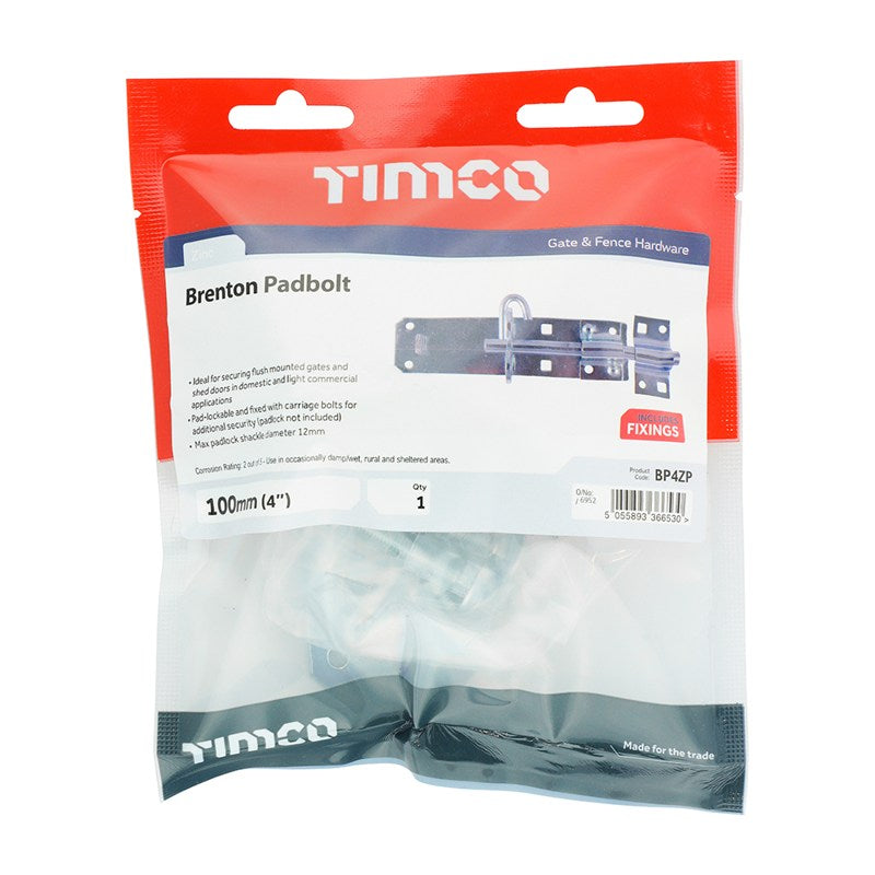 TIMCO Brenton Padbolt Silver - 4"