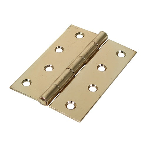 Pair of - TIMCO Butt Hinges Fixed Pin (1838) Steel Electro Brass - 100 x 70