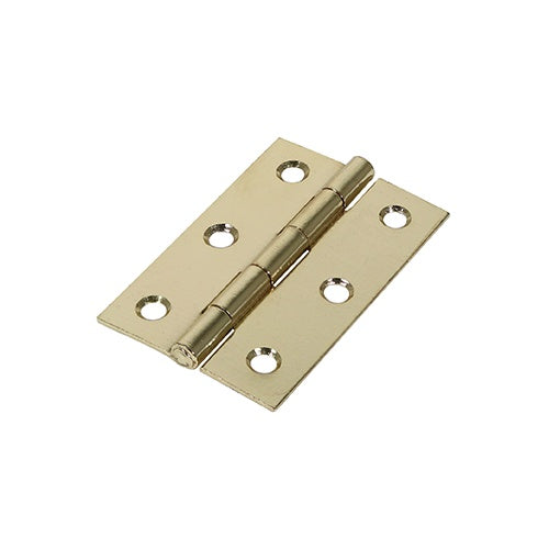 Pair of - TIMCO Butt Hinges Fixed Pin (1838) Steel Electro Brass - 75 x 50