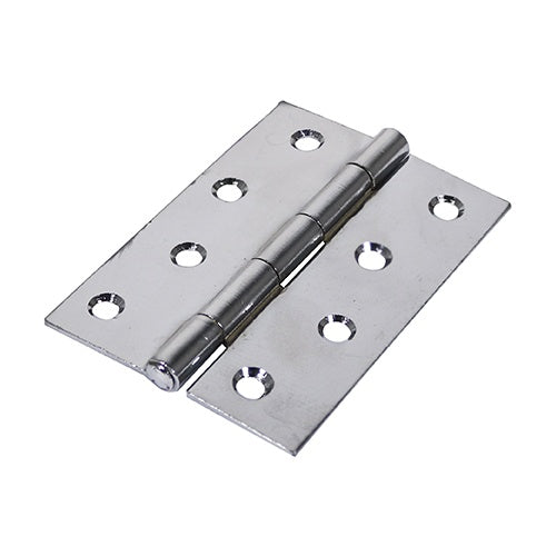 Pair of - TIMCO Butt Hinges Fixed Pin (1838) Steel Polished Chrome - 75 x 50