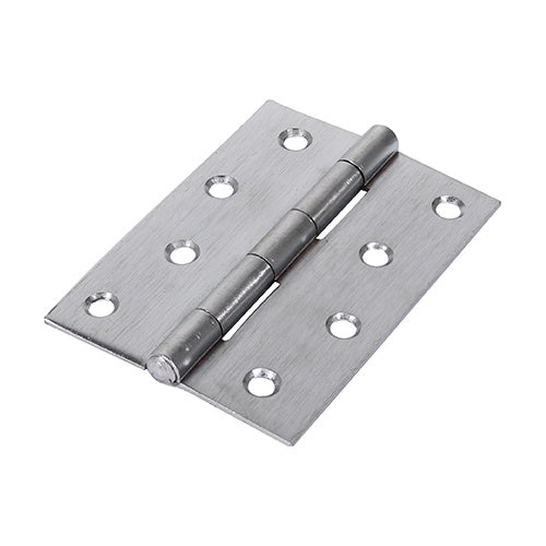 Pair of - TIMCO Butt Hinges Fixed Pin (1838) Steel Satin Chrome - 100 x 70