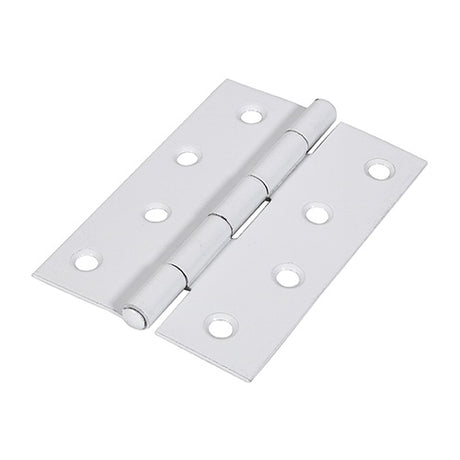 Pair of - TIMCO Butt Hinges Fixed Pin (1838) Steel White - 100 x 70