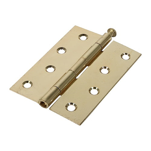 Pair of - TIMCO Butt Hinges Loose Pin (1840) Steel Electro Brass - 100 x 71