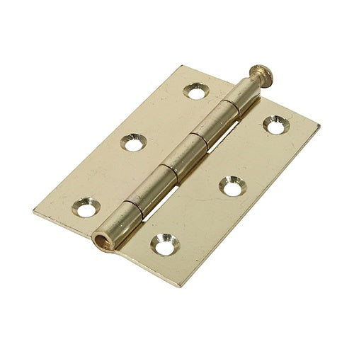 Pair of - TIMCO Butt Hinges Loose Pin (1840) Steel Electro Brass - 90 x 60