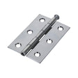 Pair of - TIMCO Butt Hinges Loose Pin (1840) Steel Polished Chrome - 75 x 50