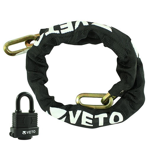 Pair of - TIMCO Hex Steel Security Chain & Weatherproof Padlock - 8mm x 1m