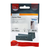 4 x TIMCO Corner Plates Silver - 50 x 50 x 13