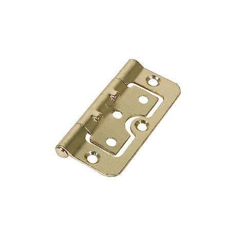 Pair of - TIMCO Hurlinge Hinges Fixed Pin (104) Steel Electro Brass - 75 x 55