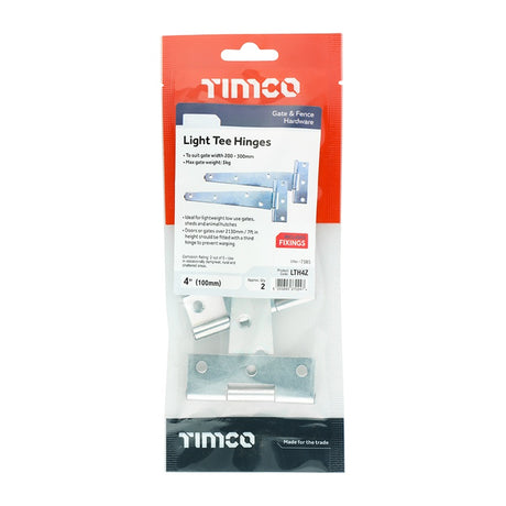 TIMCO Light Tee Hinges Zinc - 4"