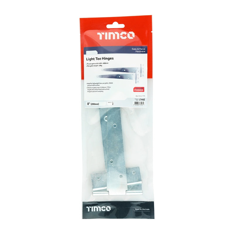 TIMCO Light Tee Hinges Zinc - 8"