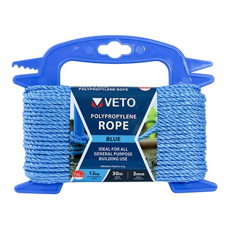 TIMCO Blue Polypropylene Rope on Winder - 10mm x 10m