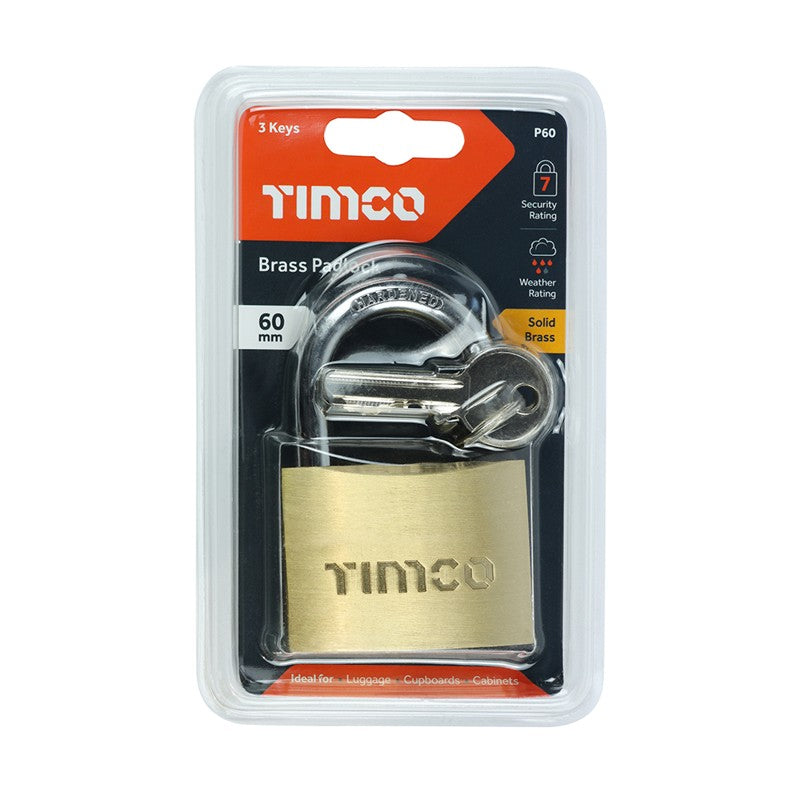 TIMCO Brass Padlock - 60mm