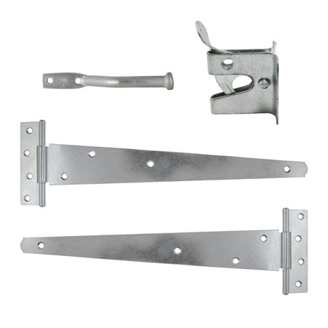 TIMCO Pedestrian Gate Kit Medium Tee Hinges & Automatic Latch Hot Dipped Galvanised - 14"