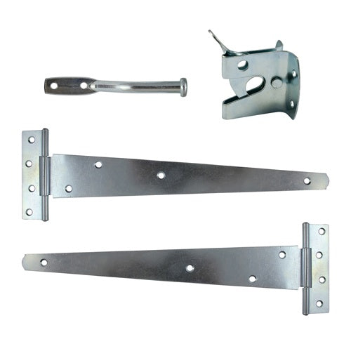 TIMCO Pedestrian Gate Kit Medium Tee Hinges & Automatic Latch Silver - 14"