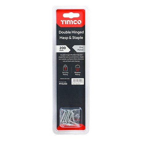 TIMCO Hasp and Staple Double Hinged Silver - 200mm