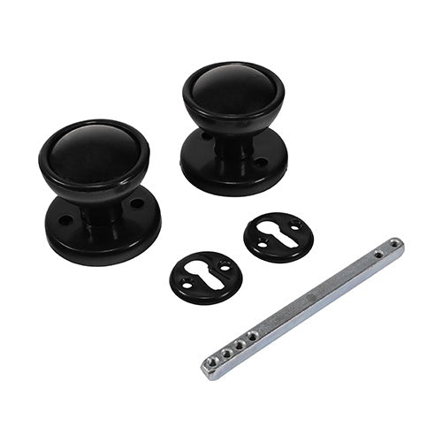 TIMCO Plastic Rim / Mortice Knob Set Black - 50mm