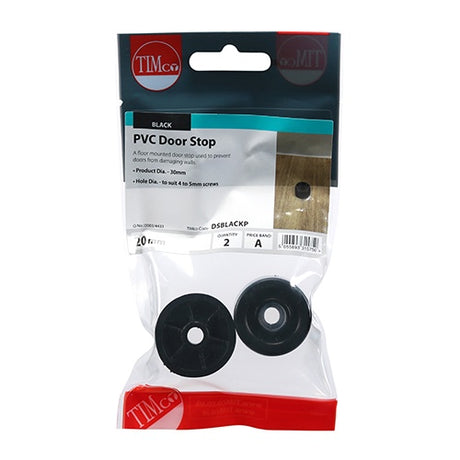 Pair of - TIMCO PVC Door Stops Black - 32 x 21