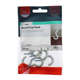 6 x TIMCO Cup Hooks Round White - 25mm