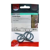 4 x TIMCO Screw Eyes Silver - 55mm