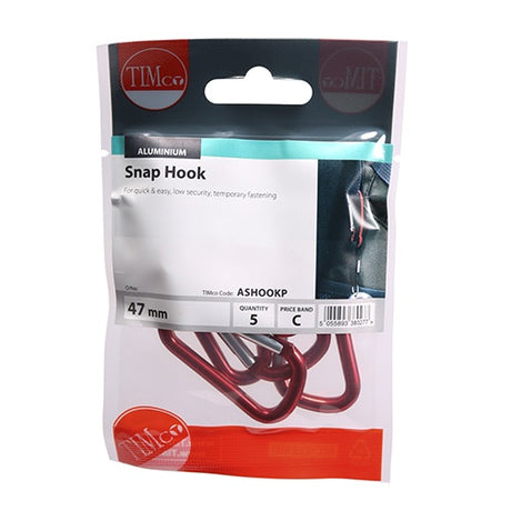 5 x TIMCO Snap Hooks - Aluminium - 47mm