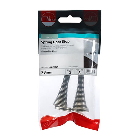 Pair of - TIMCO Spring Door Stops Nickel - 78 x 24