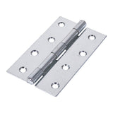 Pair of - TIMCO Uncranked Butt Hinges (5050) Steel Silver - 100 x 58