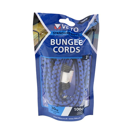 Pair of - TIMCO Bungee Cords with Laminated Hook - Dia.8mm x 100cm