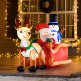 HOMCOM 6.5ft Christmas Inflatable Santa Claus on Sleigh Deer, LED Lighted for Home Indoor Outdoor Garden Lawn Decoration Party Prop