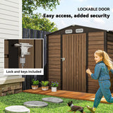 Outsunny 4 x 6ft Galvanised Steel Garden Shed, with Lock and Gloves - Oak