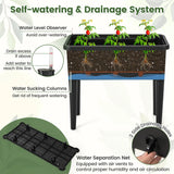 Self-watering Raised Garden Bed Elevated Planter with Climbing Trellis-Black