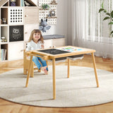 Sensory Table and Chair Set with Foldable Bins for Kids 2-8-Natural