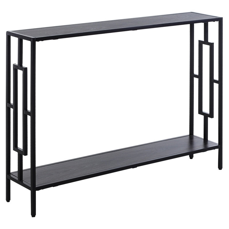 HOMCOM Industrial Console Table with Storage Shelf, Narrow Hallway Dressing Desk with Metal Frame for Living Room, Bedroom, Grey and Black