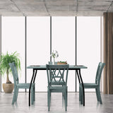 Set of 2 Armless Wood Dining Chairs with Ergonomic Fluted Seat